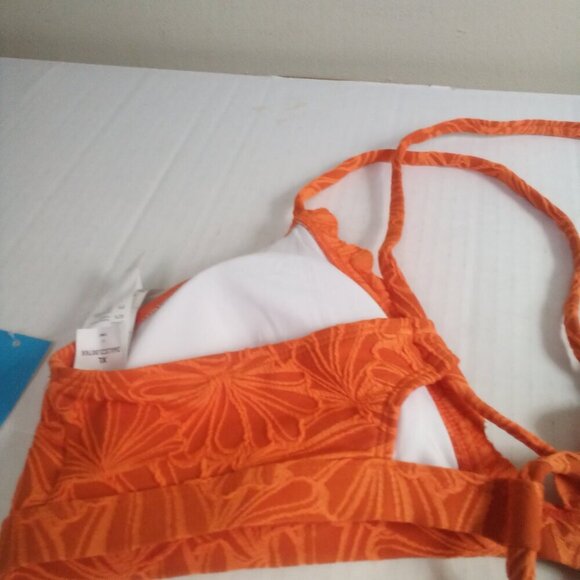 Cupshe Bikini Top Women XL Padded Cups Textured Scallop Trim Orange - Picture 10 of 13